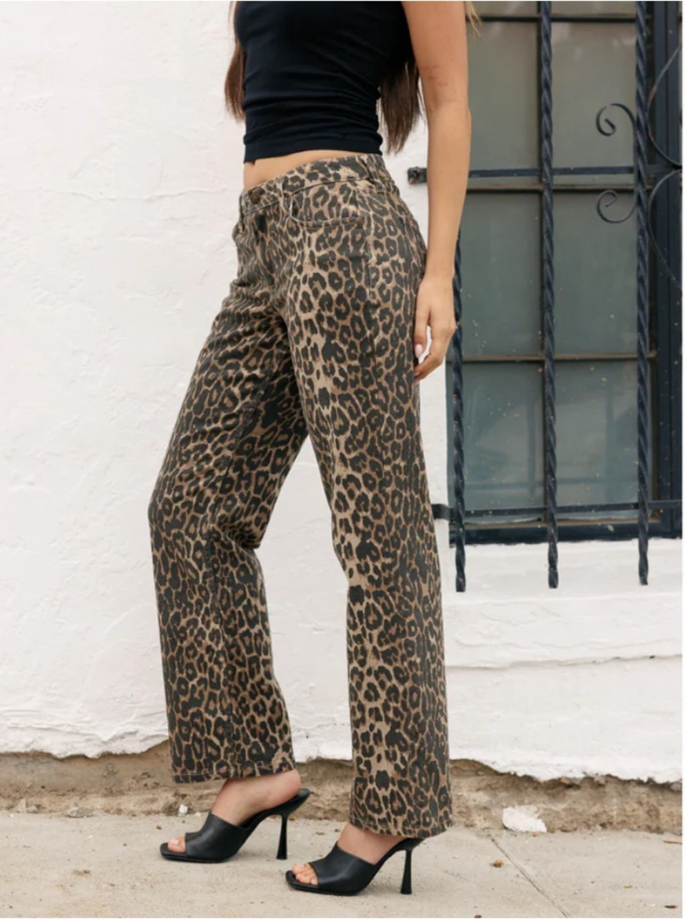 Cali 1850 Printed Mid Rise Straight Leg Twill Pants Leopard nwt 3